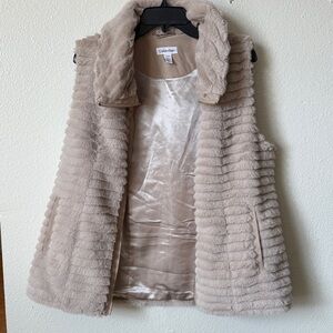 Calvin Klein Light Brown Faux Fur Vest